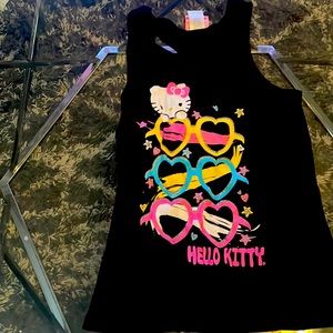 Hello kitty, black tank top, 10-12.